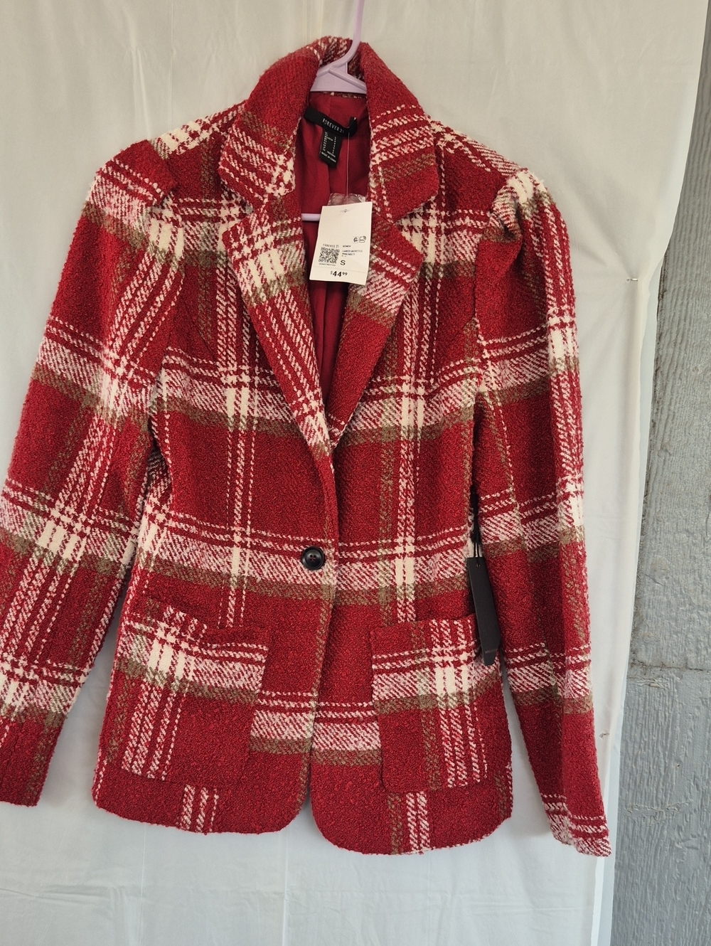 Forever 21 Red Plaid Tailored Blazer